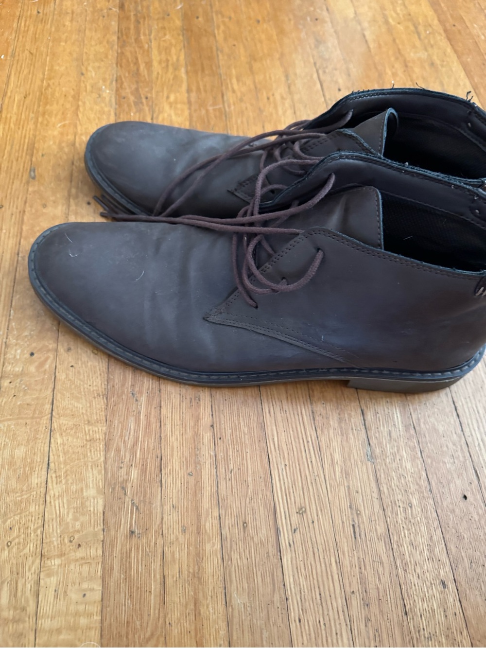 Men's Brown Faux Leather Chukka Boots - Classic Lace-Up, Vegan 12